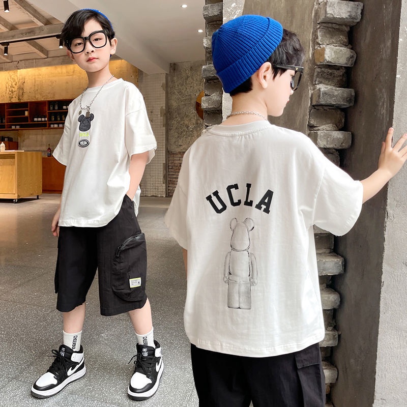 Boys Short-sleeved T-shirt Summer Loose All-match Half-sleeved Korean Version Handsome Children's Cotton T-shirt