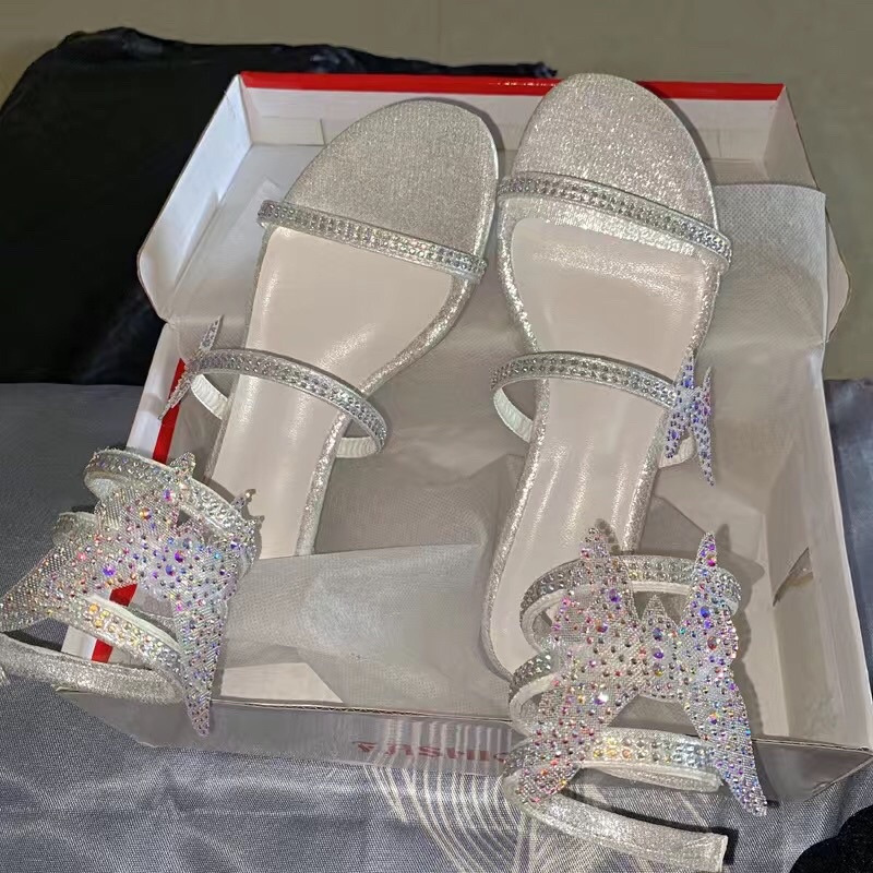 Giày Sandal Nữ Đế Thấp Đính Đá Lấp Lánh - G008