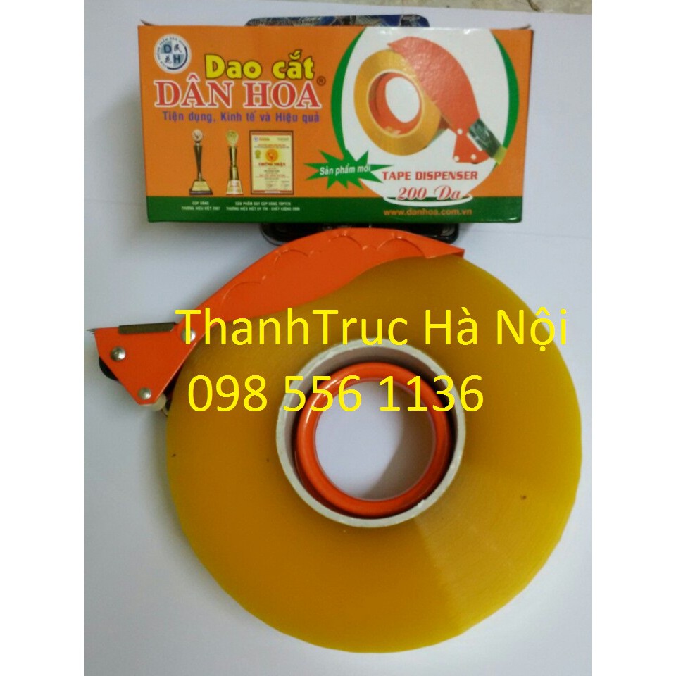 Bộ 2 sản phẩm: 1cuộn Băng dính đại 1kg và 1 dụng cụ cắt băng keo to (như hình)