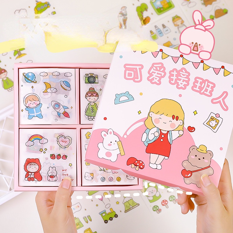 Bộ 100 Tờ Sticker Hoạt Hình Xinh Xắn Dùng Trong Trang Trí