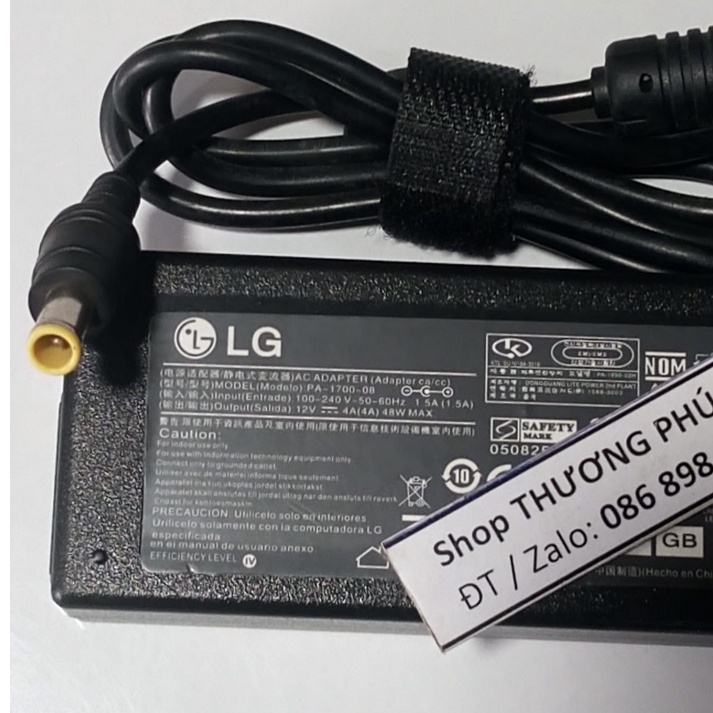 Nguồn màn hình Adapter LCD 12V - 4A cho LCD LG, Samsung / Đầu kim tròn 6.5mm x 4.4mm