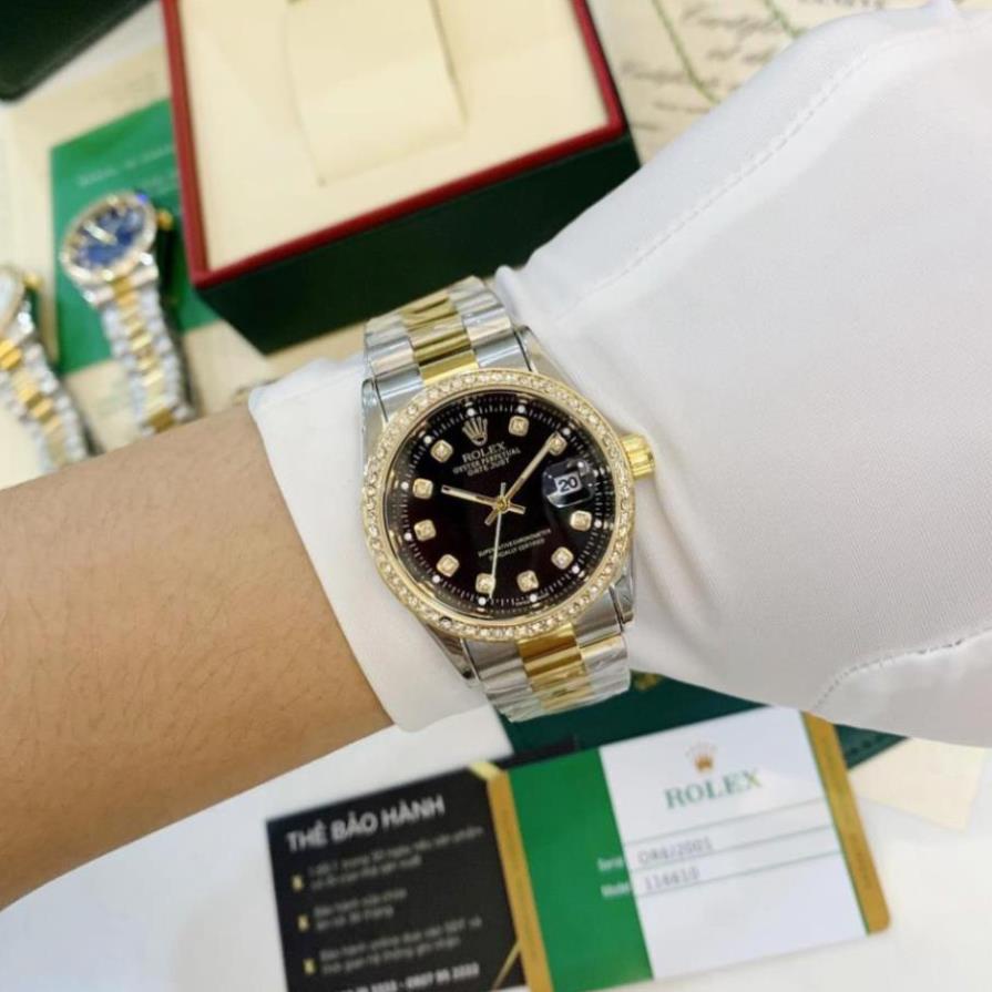 Đồng hồ nam Rolex viền đá - dây kim loại chống nước - bảo hành 28 tháng..
