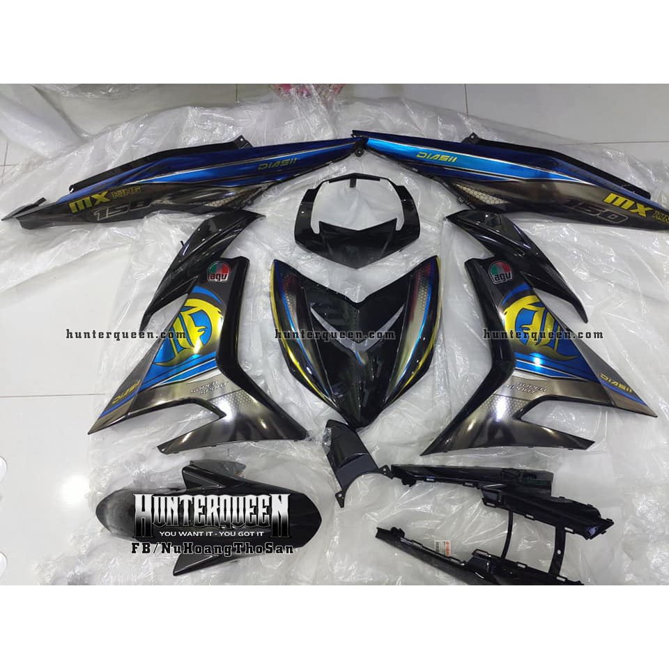 Tem Exciter 150. Tem LC, xe đen, tem xanh. Chất liệu crom. Chỉnh sửa theo yêu cầu. Sắc nét, bền màu, chống nước