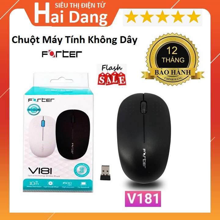 Chuột Máy Tính, Chuột Không Dây Forter V181 Không Dây 1600DPI Bảo Hành Chính Hãng  12 Tháng