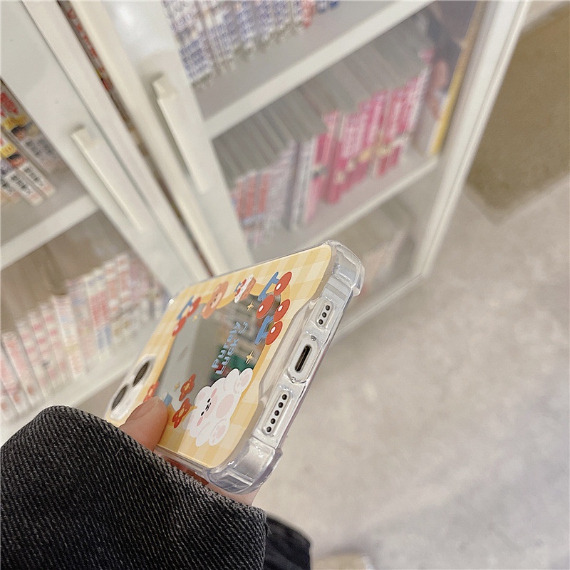 Ốp lưng iphone Ốp Điện Thoại Tráng Gương Họa Tiết Gấu Và Bánh Kem Cho Apple Iphone 11 Promax 14pro 6/7/8/Plus/11/xsmax/Pro Max/Mini Dinuo case