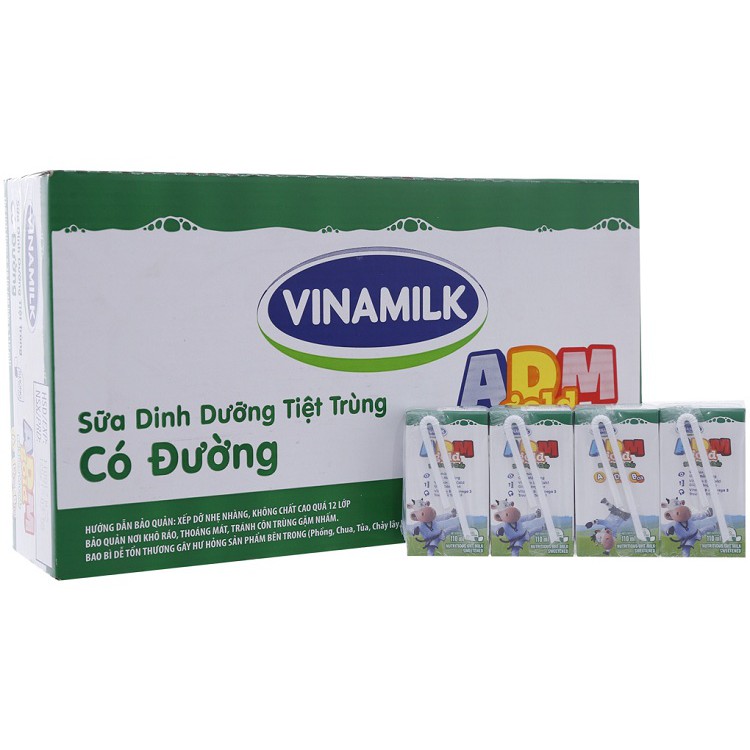 Thùng sữa tiệt trùng Vinamilk ADM Gold Có đường hộp 110ml (48 hộp) (Đủ Vị)