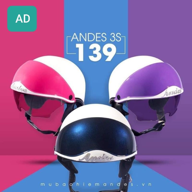 NÓN ANDES 3S 139 KÍNH DẤU NHIỀU MÀU CHÍNH HÃNG BÁN LẺ GIÁ SỈ.