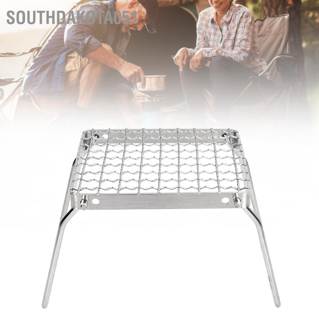 [Hàng HOT] Vỉ nướng Gấp Mini di động Bạc bằng thép không gỉ ngoài trời【Southdakota051】