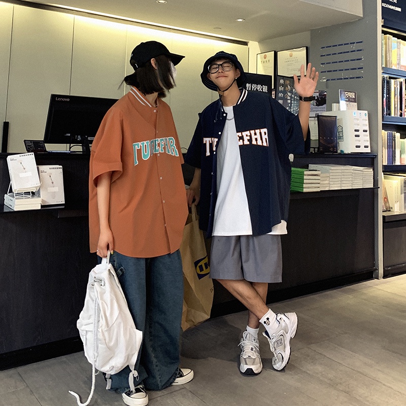 Áo Sơ Mi Tay Ngắn Cổ Bẻ In Chữ Phong Cách Hàn Quốc Thời Trang Mùa Hè Cho Nam