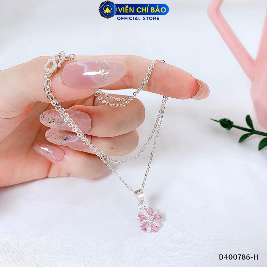 Dây chuyền bạc nữ mặt hoa bách nhật - Hồng chất liệu bạc 925 thời trang phụ kiện trang sức viễn Chí Bảo D400786-H
