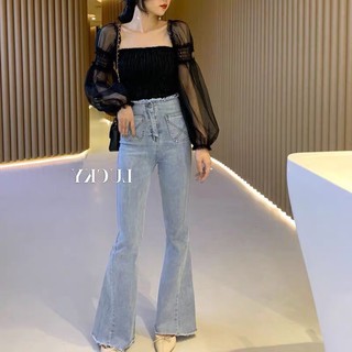 Áo tay voan cổ vuông