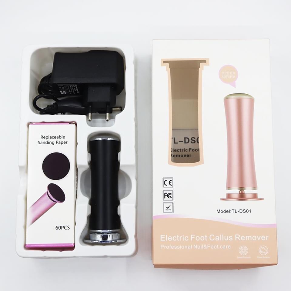 Máy chà gót chân + hộp 60 miếng chà