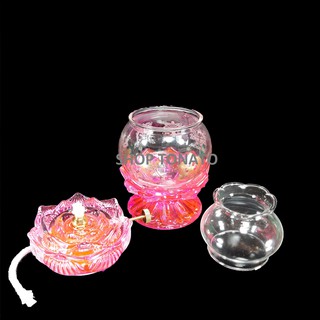 ĐÈN DẦU CÁT TƯỜNG 044 HỒNG CAO 16.5CM