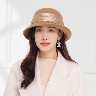 Mũ dạ vành viền nơ lụa