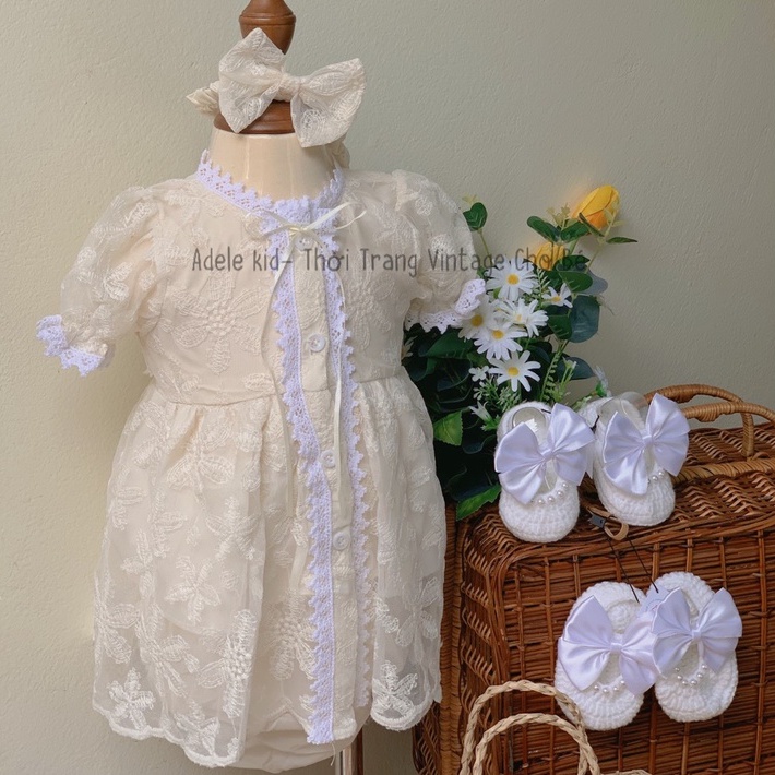 Váy công chúa bé gái, đầm công chúa bé gái phong cách vintage Adele Kid vải voan tơ thân thiện với d