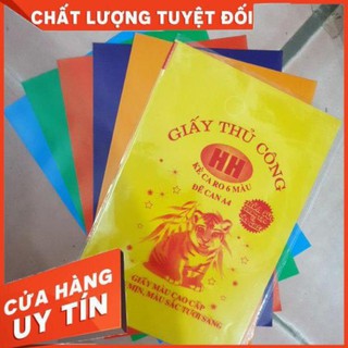 Giấy thủ công có dán sẵn HỒNG HÀ khổ A4 6 màu