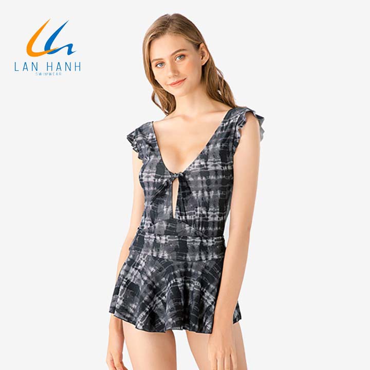 [Mã FAMALLT5 giảm 15% đơn từ 30k] Đồ bơi một mảnh ôm body kèm váy rời Lan Hạnh 10415-DE201