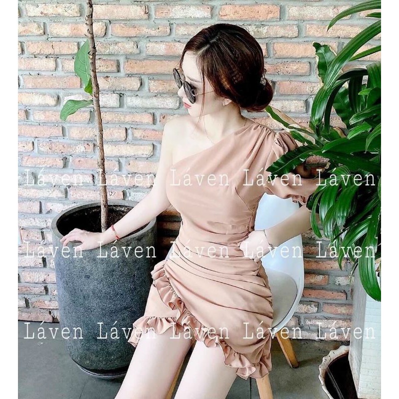 Đầm lệch vai bèo vạt chéo đuôi cá thời trang