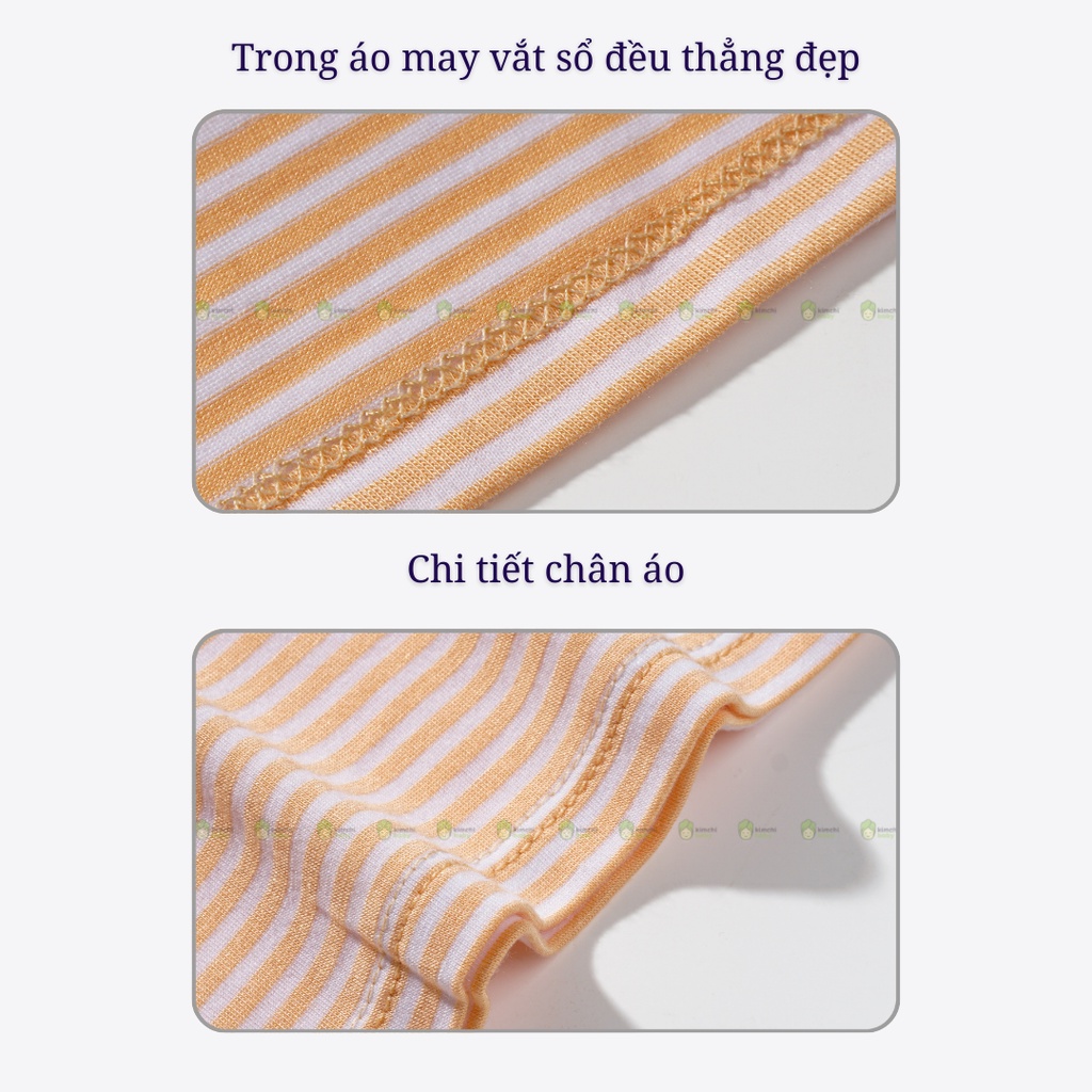 Bộ Dài Tay Bé Gái, Bé Trai KIMCHIBABY Vải Thun Lạnh Hoạ Tiết Sọc Snoopy, Bộ Quần Áo Trẻ Em Thu Đông KWTD2208