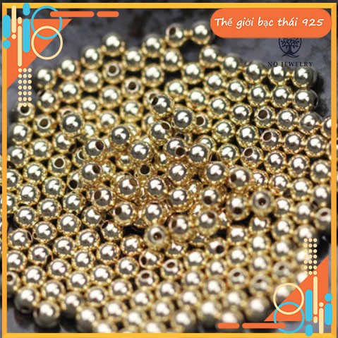 Bi bạc mạ vàng 4mm - Charm bi bạc mạ vàng 4mm