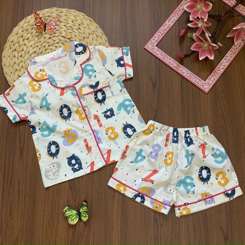 bộ pijama đùi kate lụa bé gái 10-32kg