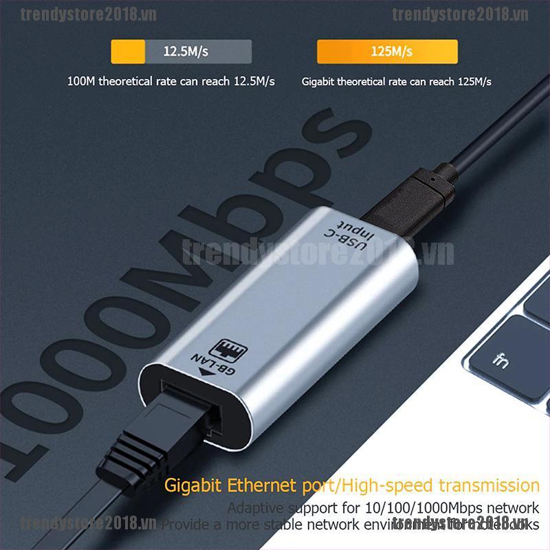 TREND 2 in 1 USB Type C Network Card to 1000Mbps Ethernet HUB Adapter for MacBook