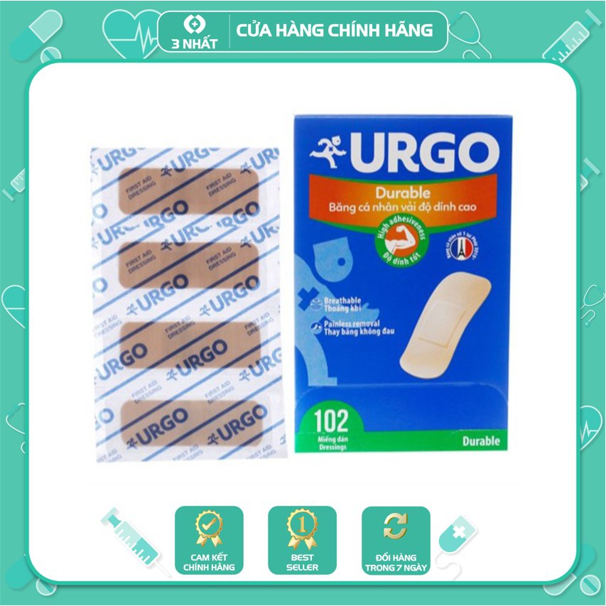 Băng cá nhân Urgo Durable, băng cá nhân nhỏ gọn tiện lợi bảo vệ vùng da tổn thương