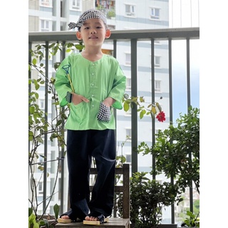 Bộ Bà Ba Màu Xanh Chuối Mới (Tặng kèm Khăn rằn)
