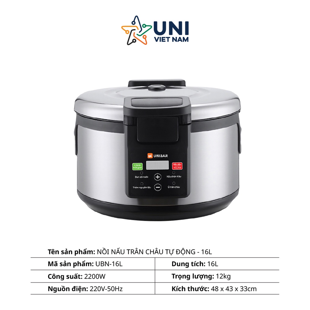 Nồi nấu trân châu tự động Unibar UBN-16L