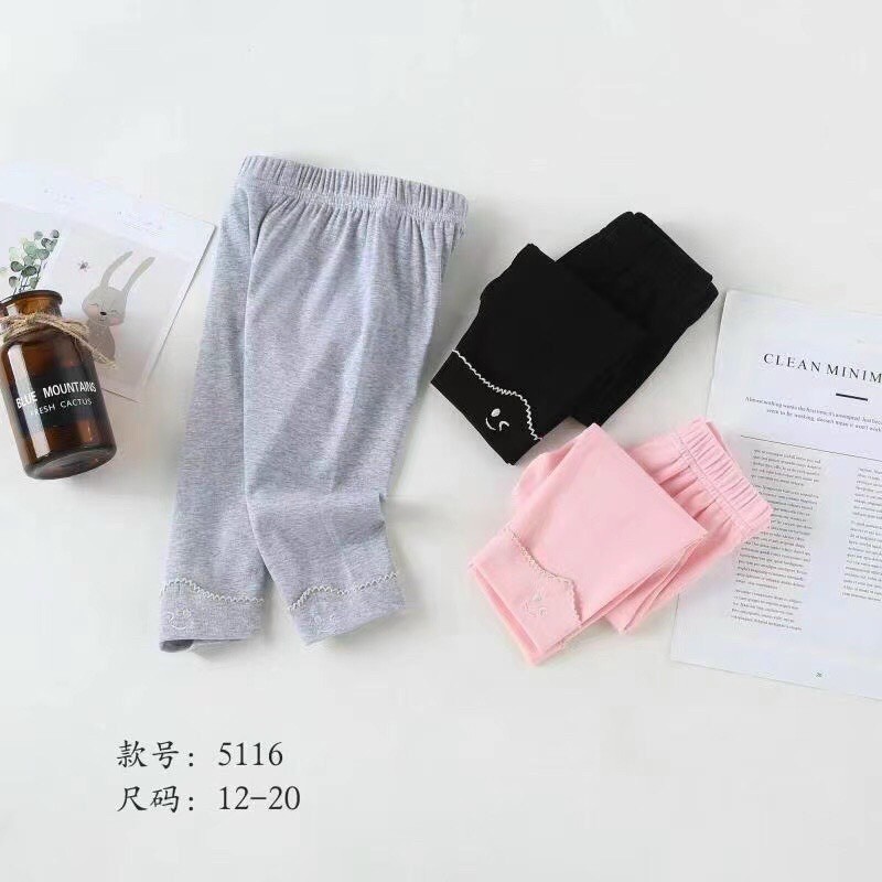 Quần legging lửng bé gái chất cotton co giãn 4c hàng có sẵn kèm video