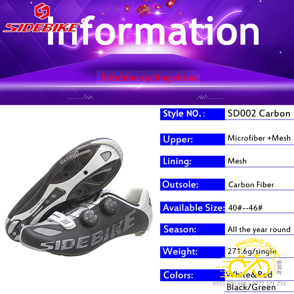 Giày can đi xe đạp thể thao Road SIDEBIKE SD-002 - 2 Khóa Vặn