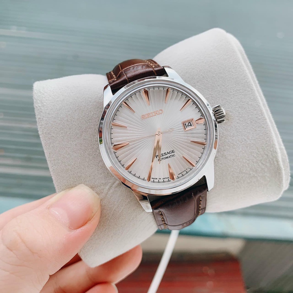 Đồng hồ Nam seiko 3kim 1lich chạy cơ automatic nhiều màu máy Nhật size 40mm dây da