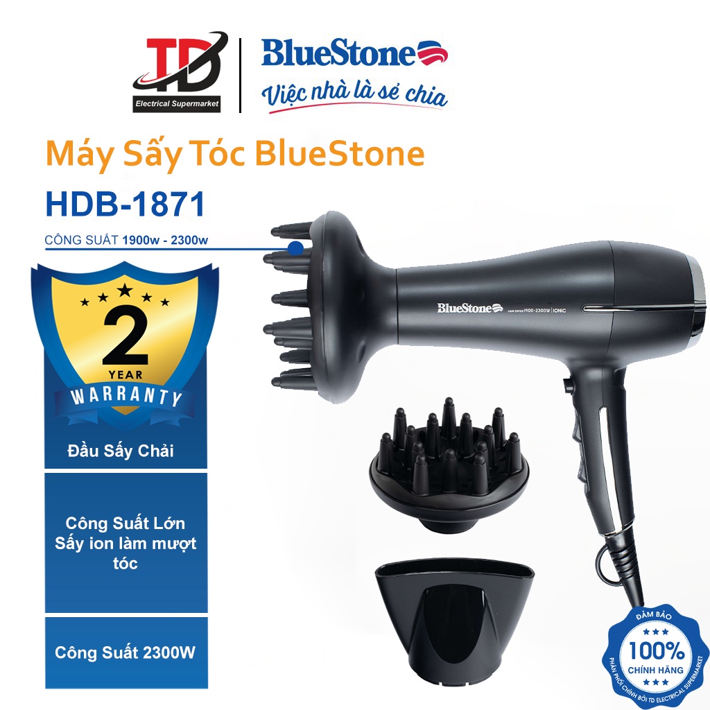 Máy sấy tóc Bluestone HDB-1871, Công Suất 2300W, Bảo Hành Chính Hãng 2 Năm