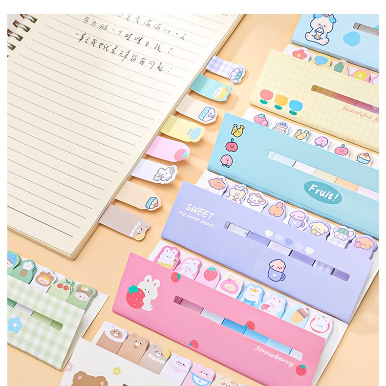 Set sticker ghi chú 8 hình Hoạt hình nhiều màu DecorMe giấy note hình đáng yêu