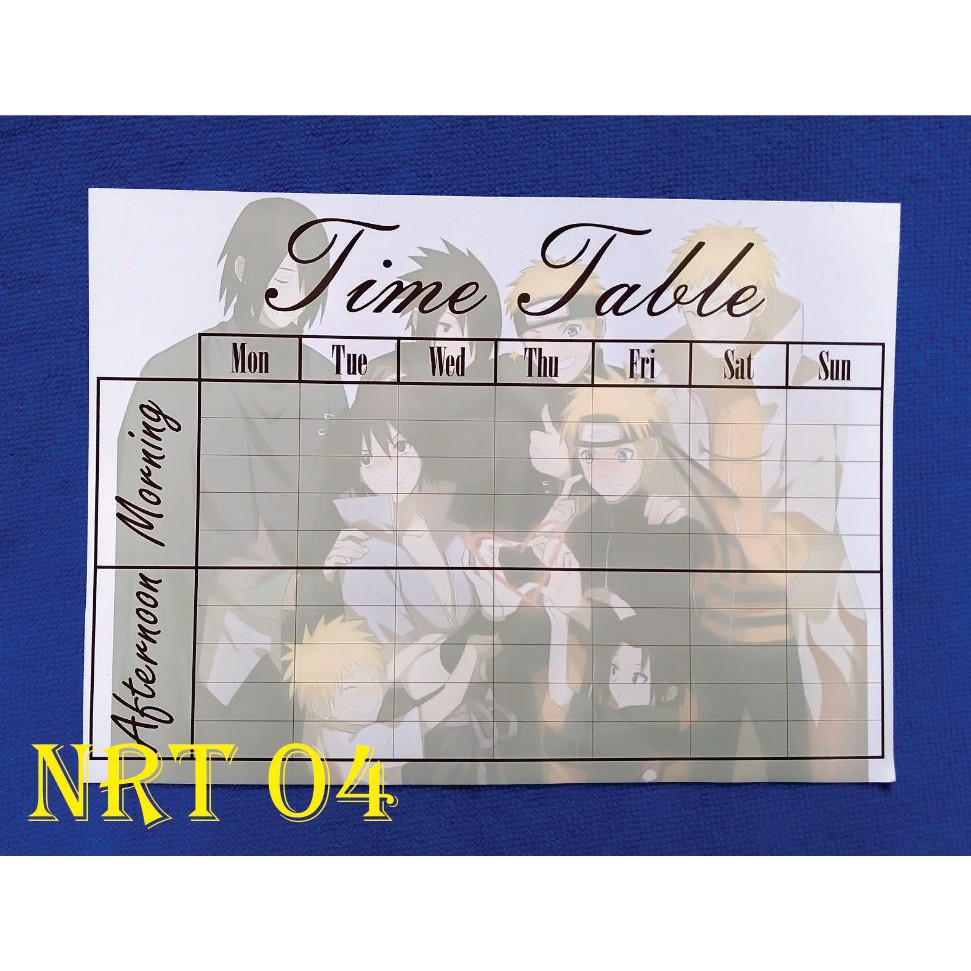 [5 Mẫu] Thời Khoá Biểu NARUTO - Time Table Đam Mỹ, Anime, Manga, Game