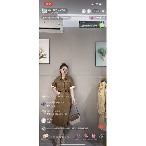 Váy kaki nâu dáng ngắn - đang dài