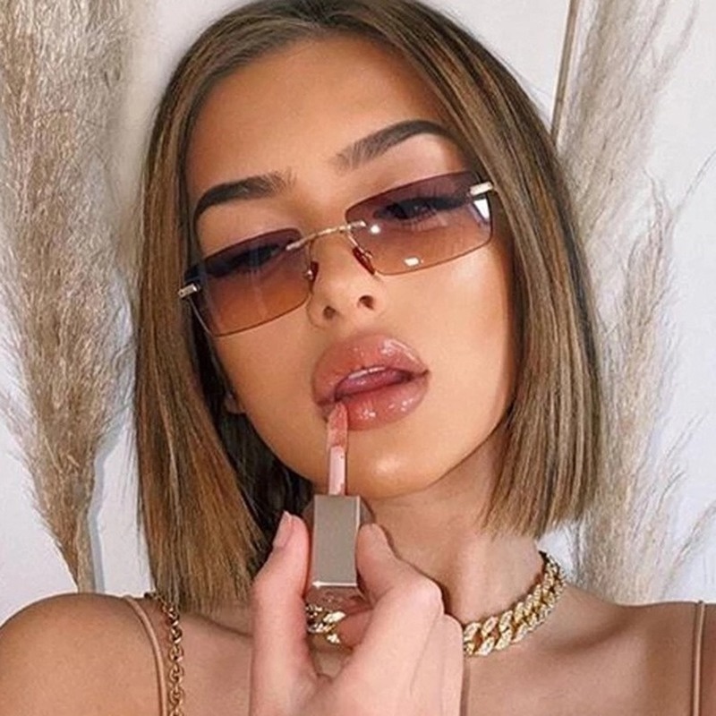 Kính Mát Gọng Vuông Kim Loại Không Viền Phong Cách Hàn Quốc Thời Trang Unisex