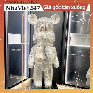 Gấu BearBrick bụng phệ ,đính đá ánh bạc SIRE Lớn-80cm-tượng gấu BearBrick decor cửa hàng, nhà của,kệ,tủ-quà tặng đẹp