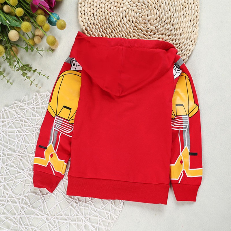 Áo Khoác Hoodie Cotton In Hình Iron Man Cho Bé Trai