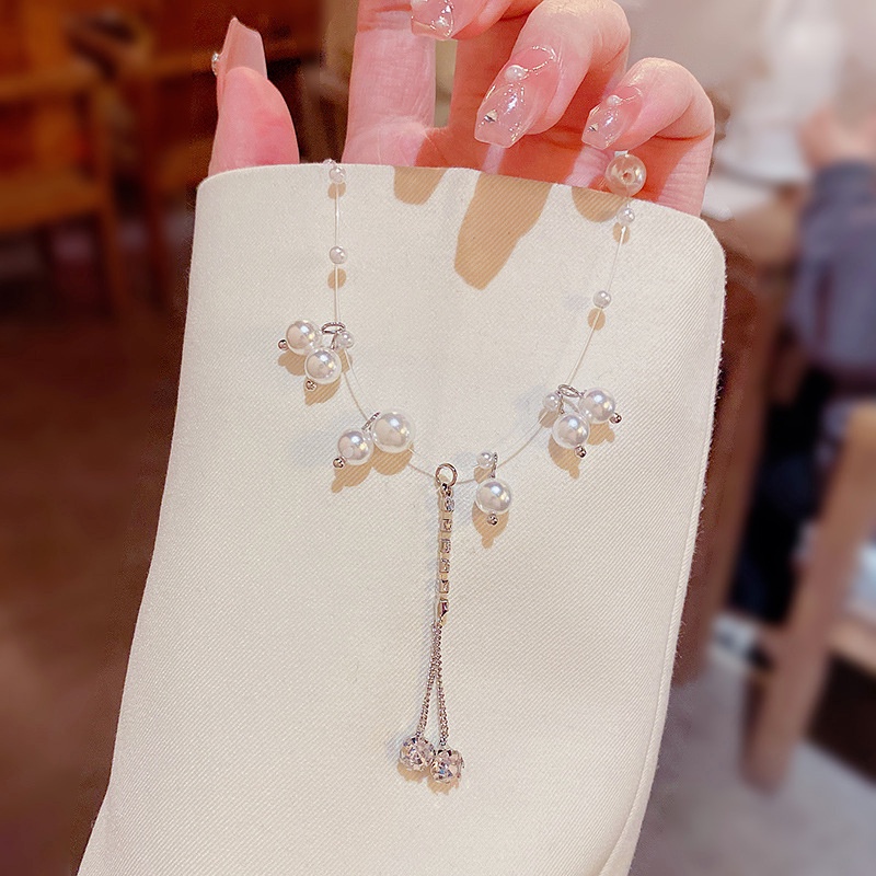 Vòng cổ Mặt Hình Giọt Nước Đính Ngọc Trai Và Kim Cương Lấp Lánh Sang Trọng