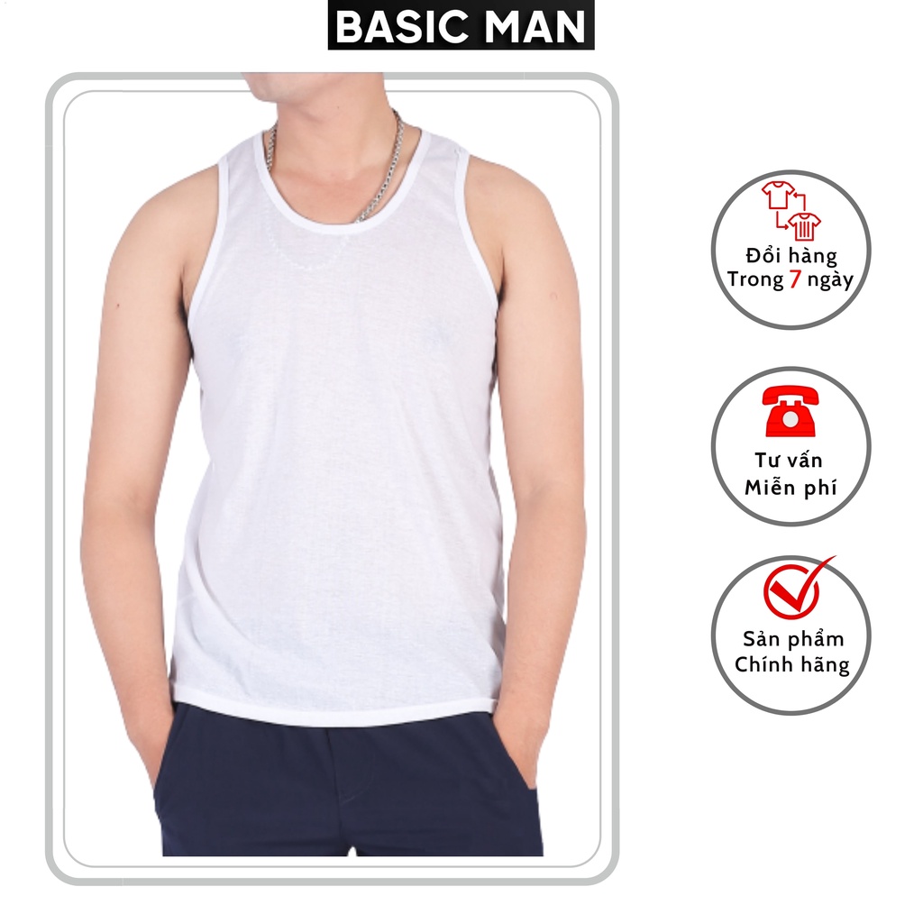 [Mã BMBAULT30 giảm đến 30K đơn 99K] Áo ba lỗ nam cotton BASIC MAN mặc lót trong và tập Gym - A3L 001