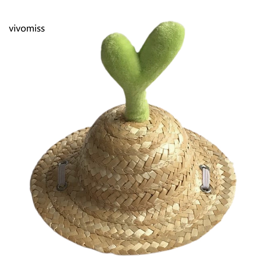 Nón Rơm Đan Kèm Dây Đeo Có Thể Điều Chỉnh Dành Cho Cún Cưng