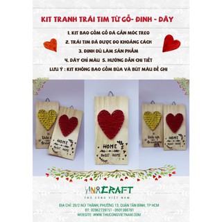 Kit tranh trái tim từ DÂY-GỖ-ĐINH