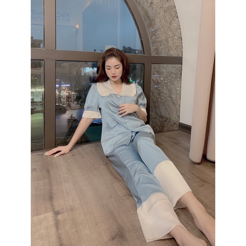Bộ Đồ Pijama – Bộ Lụa latin tay cộc, quần dài [Hàng Đẹp, Lụa Mát Mịn] Không Nhăn, Không Bai Giãn, Không Phai Màu | BigBuy360 - bigbuy360.vn