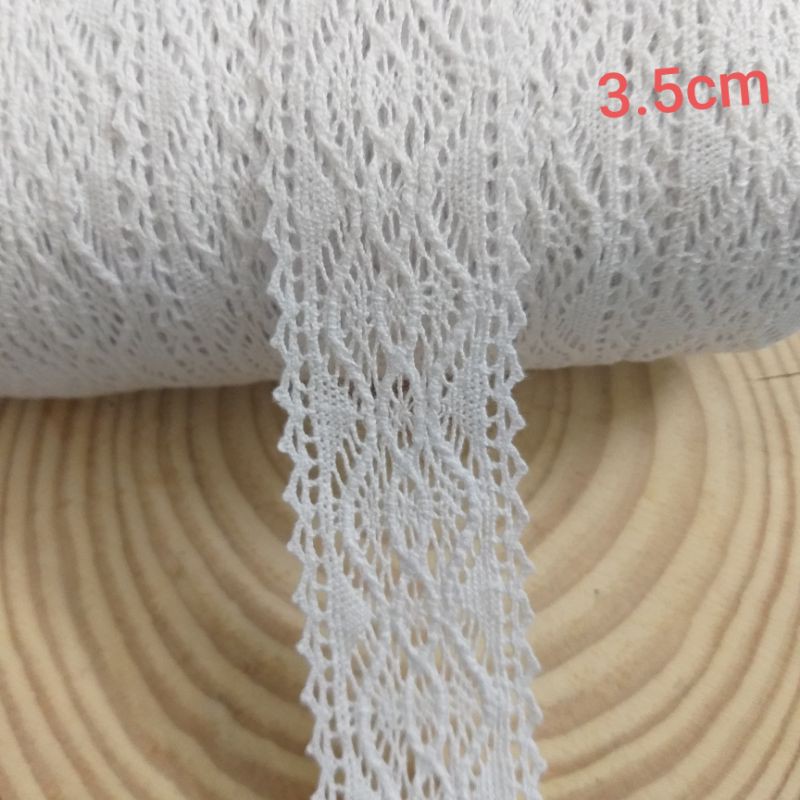 Ren chỉ cotton ,màu trắng tinh,size 3.5cm (3m/15k)