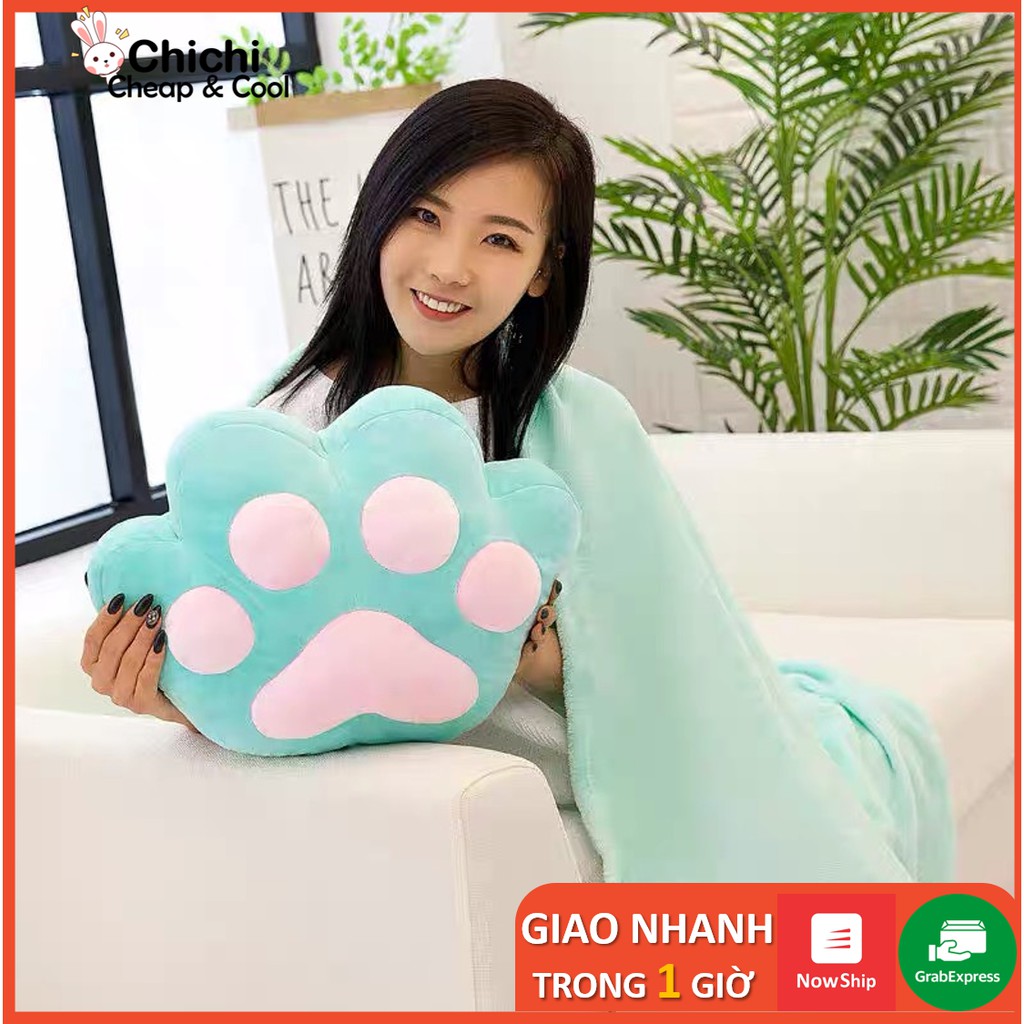 Bộ chăn gối văn phòng  FREESHIP Chăn gối văn phòng chân gấu cute siêu mền mịn size 35*45 GM033 - Chichi