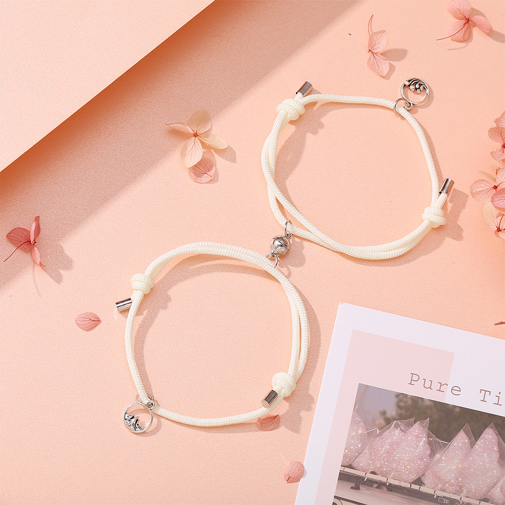 Set 2 Vòng Tay Dây Bện Mặt Sư Tử Nhỏ Dễ Điều Chỉnh Cho Cặp Đôi