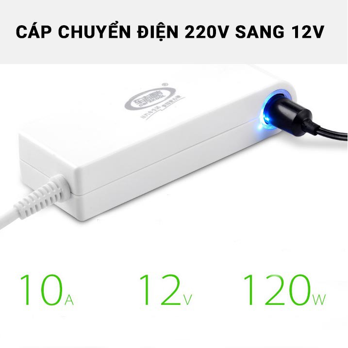 Thiết bị chuyển điện 220V ra 12V qua chân cắm tẩu (lỗ mồi) ô tô - 120W 10A