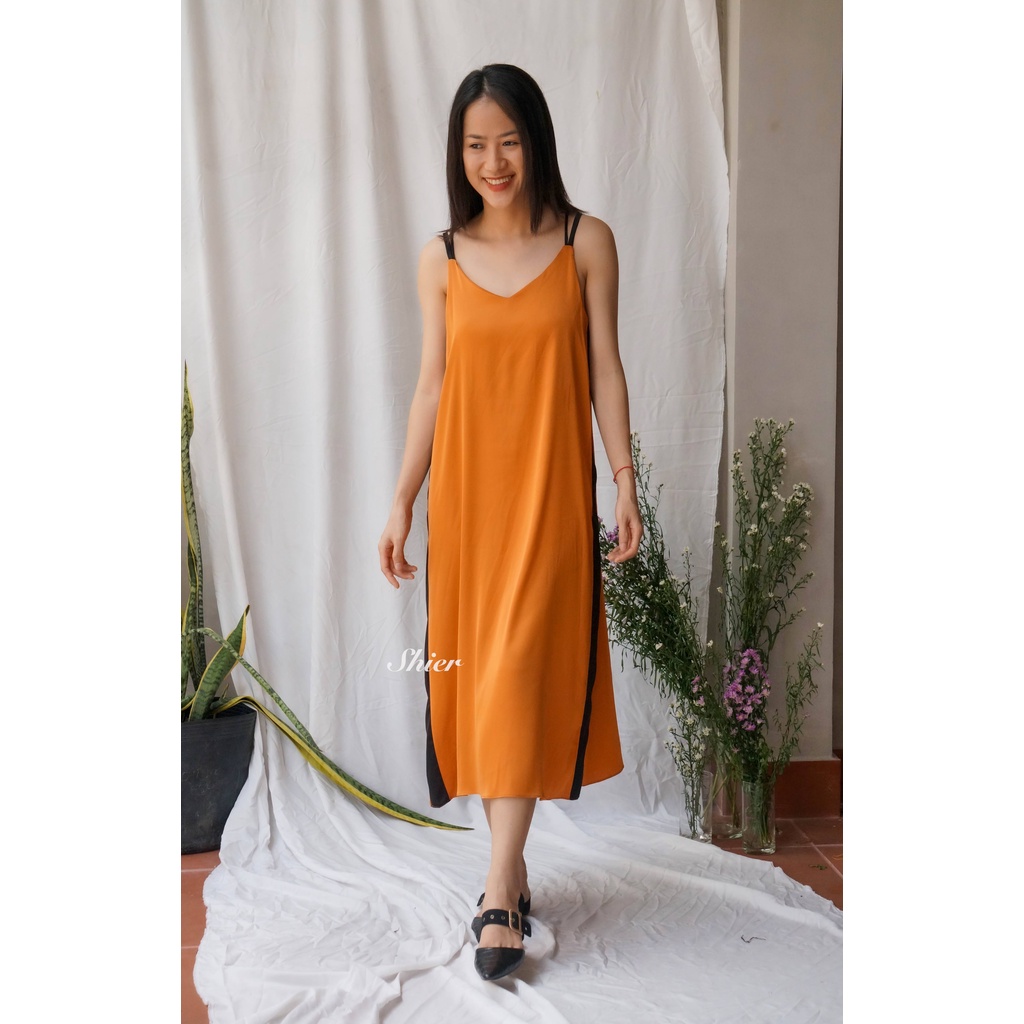 Váy Thiết Kế Hoài An, Váy Lụa Silk Cao Cấp 2 Dây Dáng Suông Tone Màu Phá Cách Tôn Dáng Thời Trang Dạo Phố | Shop Shier ☘