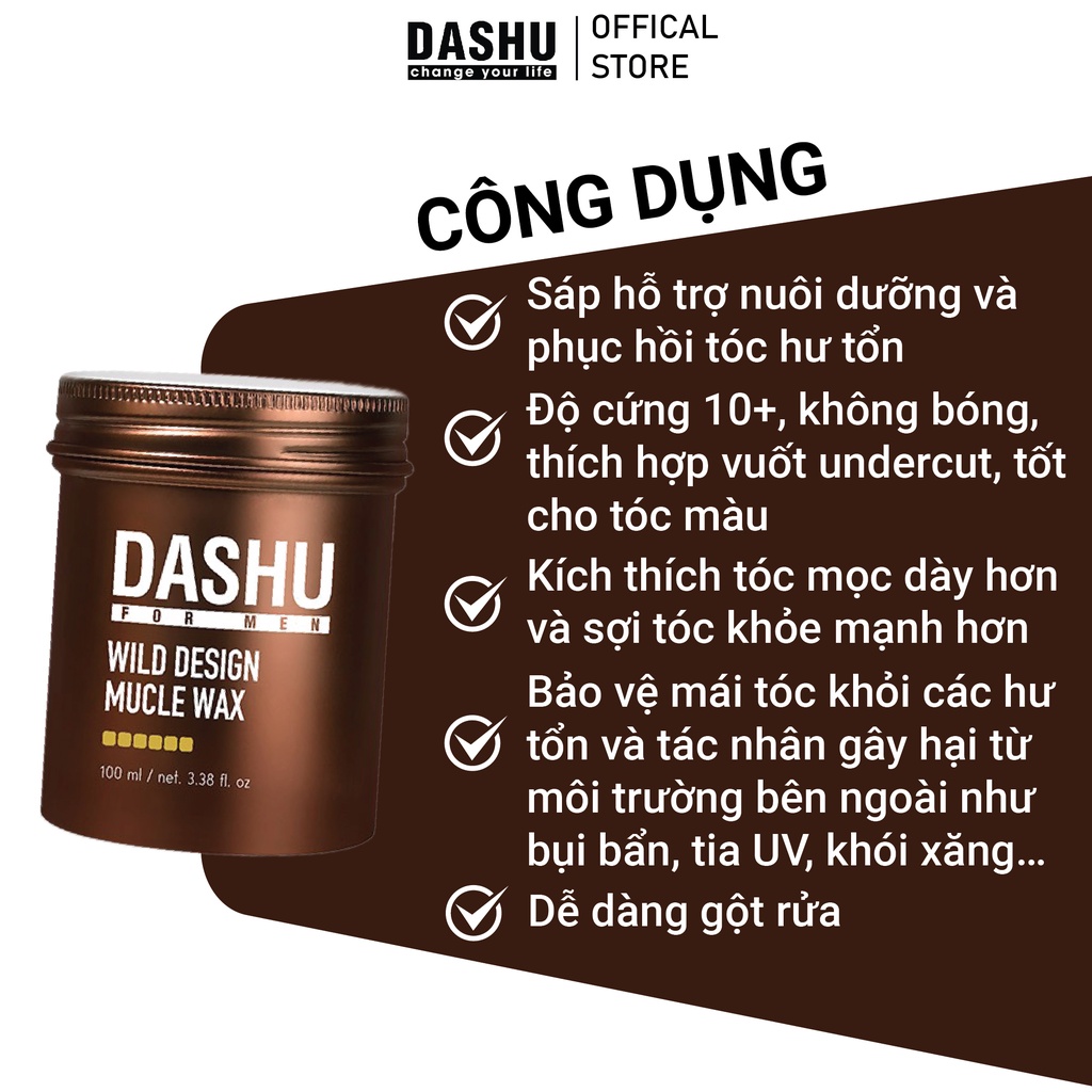 Sáp vuốt tóc cho nam Dashu for Men Wild Design Muscle Wax 100ml